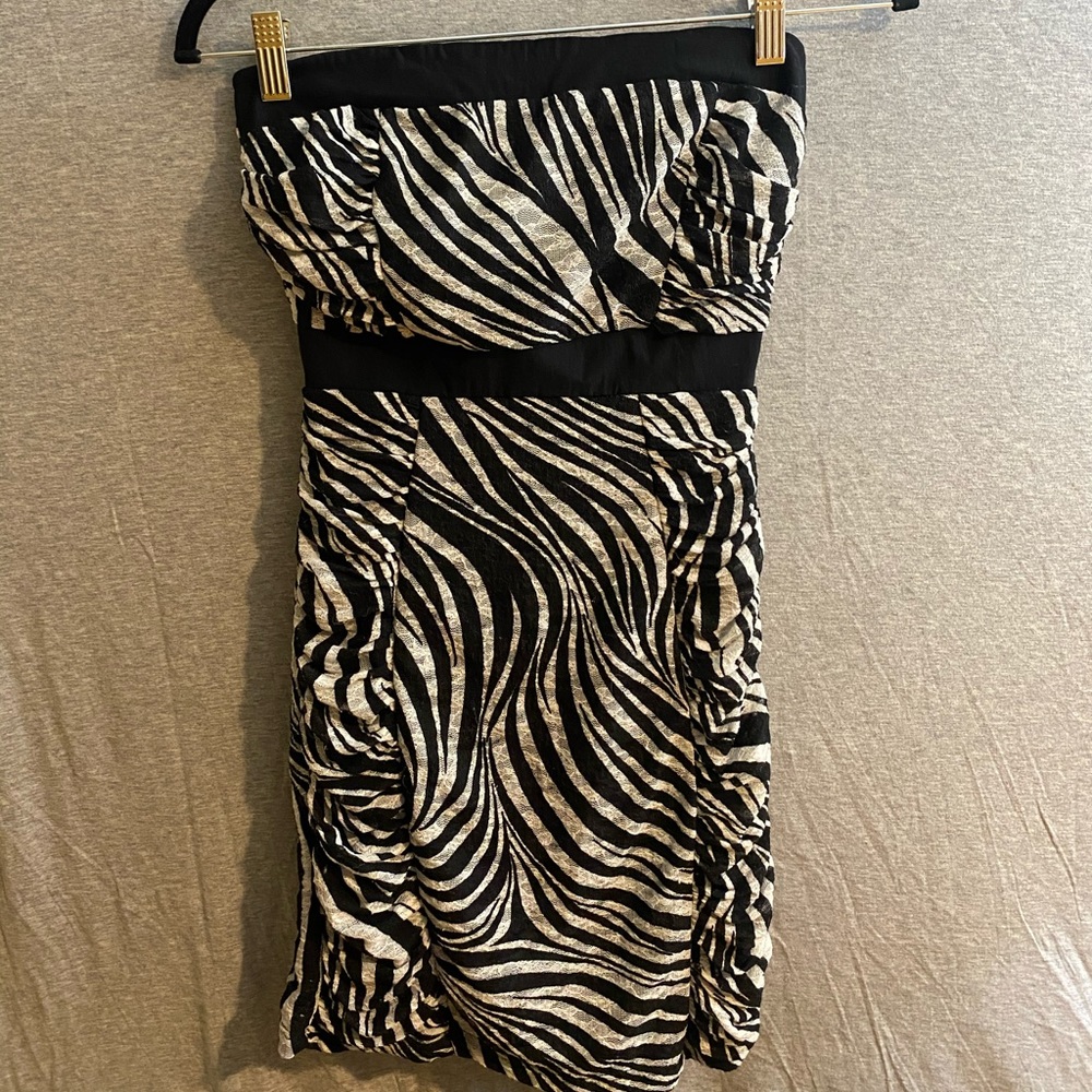 Strapless zebra mini dress